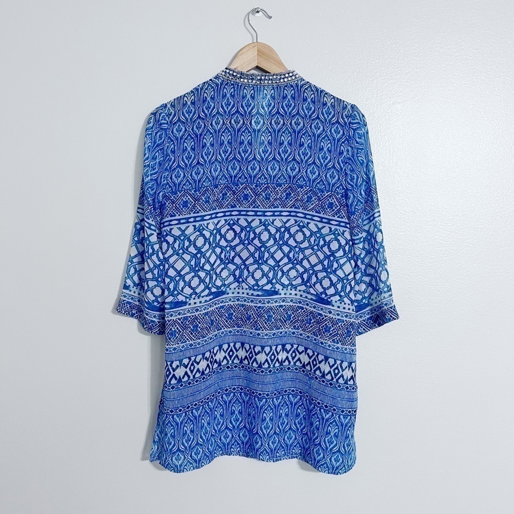 Chicos Mixed Print Rhinestone Top - Picture 4 of 8